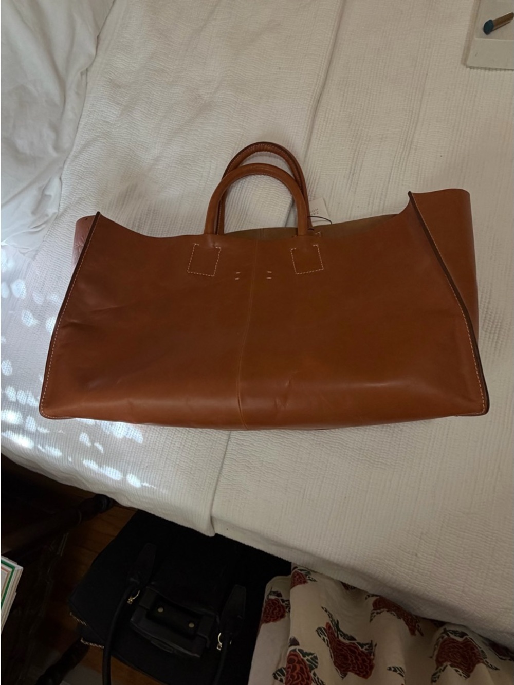 Zara Brown Leather Tote Bag